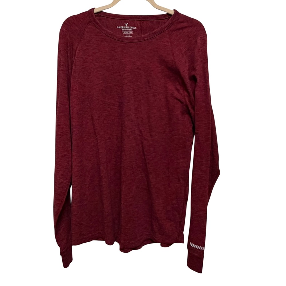 American Eagle Active Flex Burgundy Long Sleeve Top Women's Large Athletic Shirt